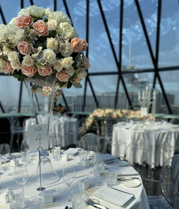 Wedding Centrepieces at 30 St Mary Axe (The Gherkin)